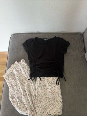 Kendall & Kylie White Floral Flowy Pants